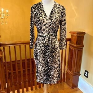 Bella Ella Wrap Dress Stretch Midi Dress Wmn’s M Classic Feminine Office